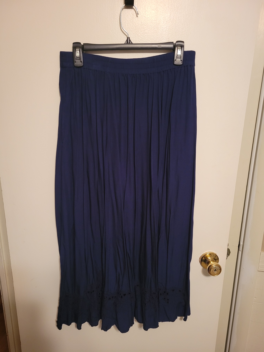 Flowing Navy Blue Maxi Skirt with Elastic Waist